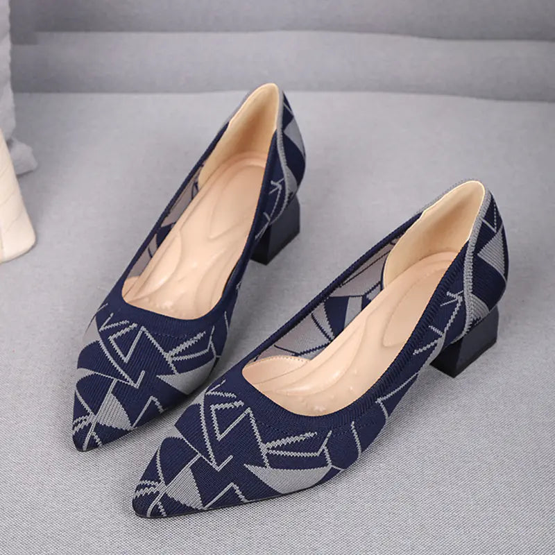 Women's Breathable Woven Pointed High Heels Shoes