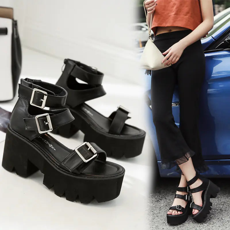 Summer New European Style Chunky Heels Sandals