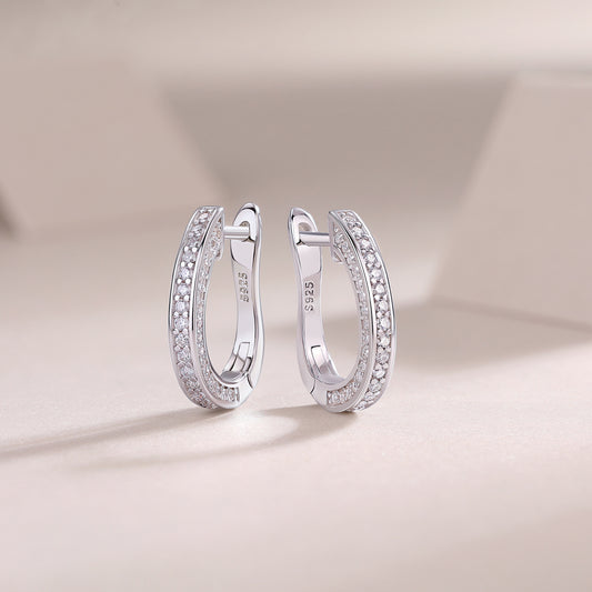 Highlight - S925 Moissanite Sterling Silver Earrings. Platinum-plated Diamond Stud Earrings