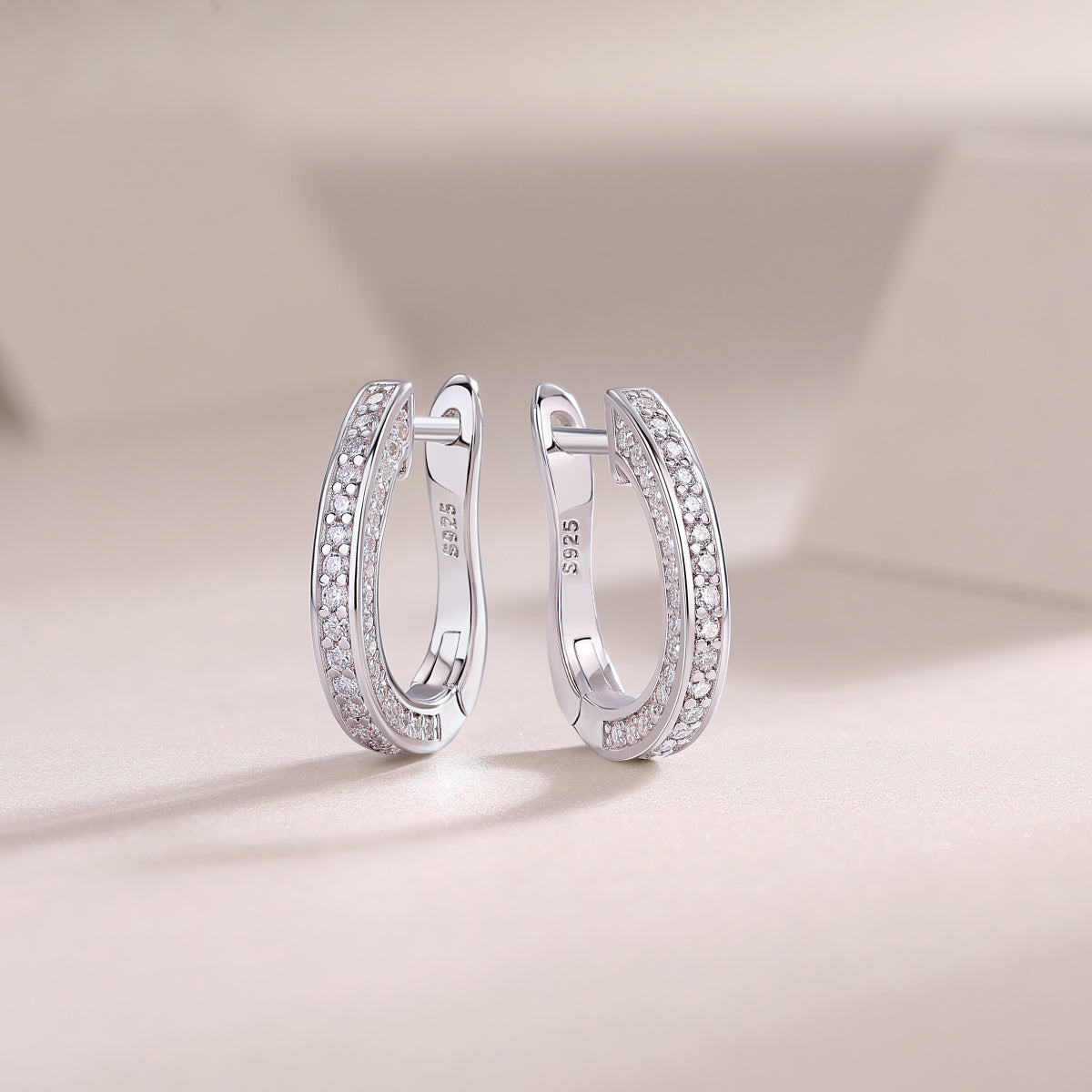 Highlight - S925 Moissanite Sterling Silver Earrings. Platinum-plated Diamond Stud Earrings