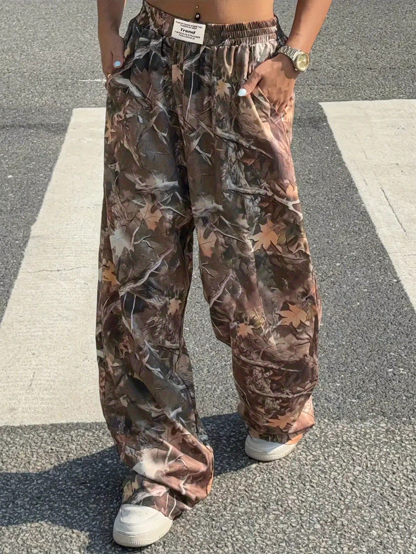 Slimming Casual Pants. Hip Hop Retro Street Multi-pocket Camouflage Cargo Pants, Y2k Grunge Baggy Trousers