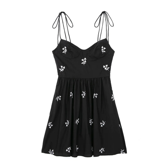 Embroidered Floral Chiffon Top and Slip Skirt Set