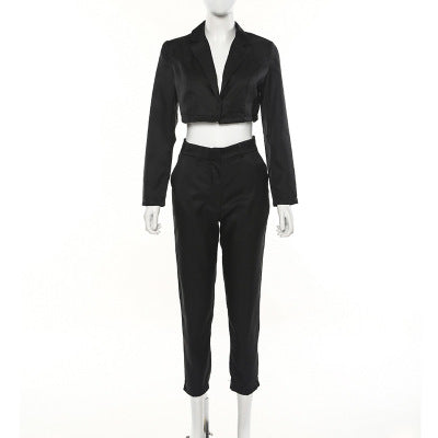 Women's Unbuttoned Blazer Two-Piece Set