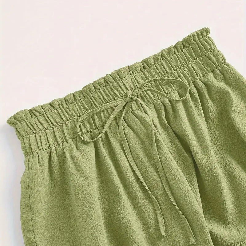 Women's Solid Color High-Waist. Knot Detail Flowy Pleated Midi Skirt - Elegant A-Line Skirt For Spring Summer
