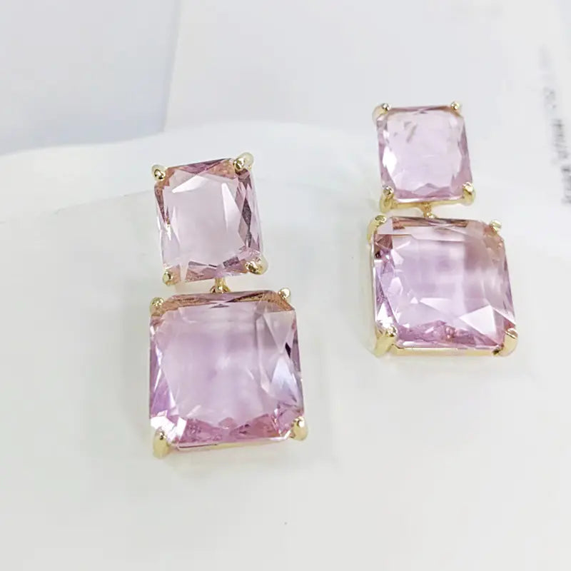 Korean Style Geometric Crystal Earrings for Women