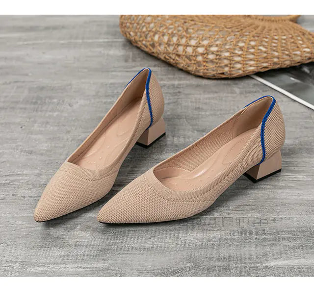 Women's Breathable Woven Pointed High Heels Shoes
