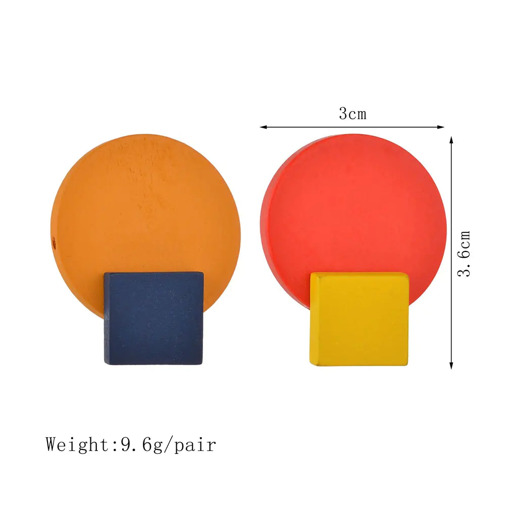 Square Color-Contrast Earrings for Women