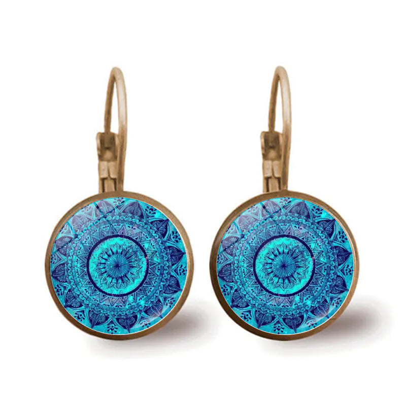 Vintage Yoga Mandala Flower Earrings for Women