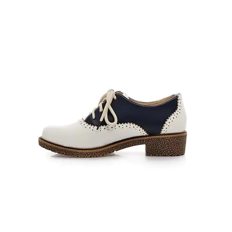 Brogue Lace-Up Flats for Women, Size 35-43