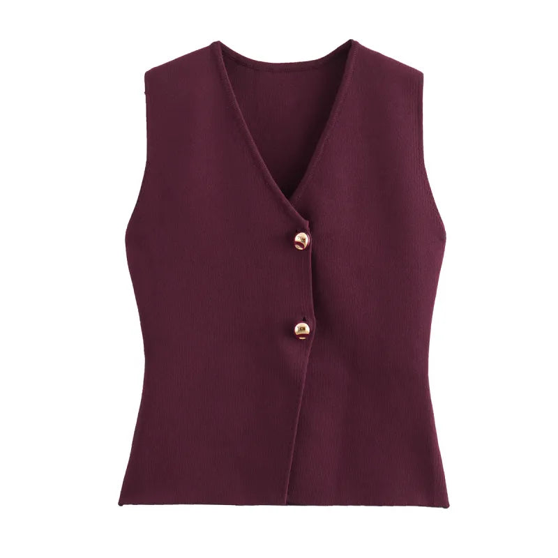 Fashionable Knitted Vest Women's Sweater Cardigan