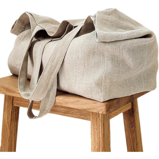 Large Capacity Natural Pure Linen Beach Hand Bag
