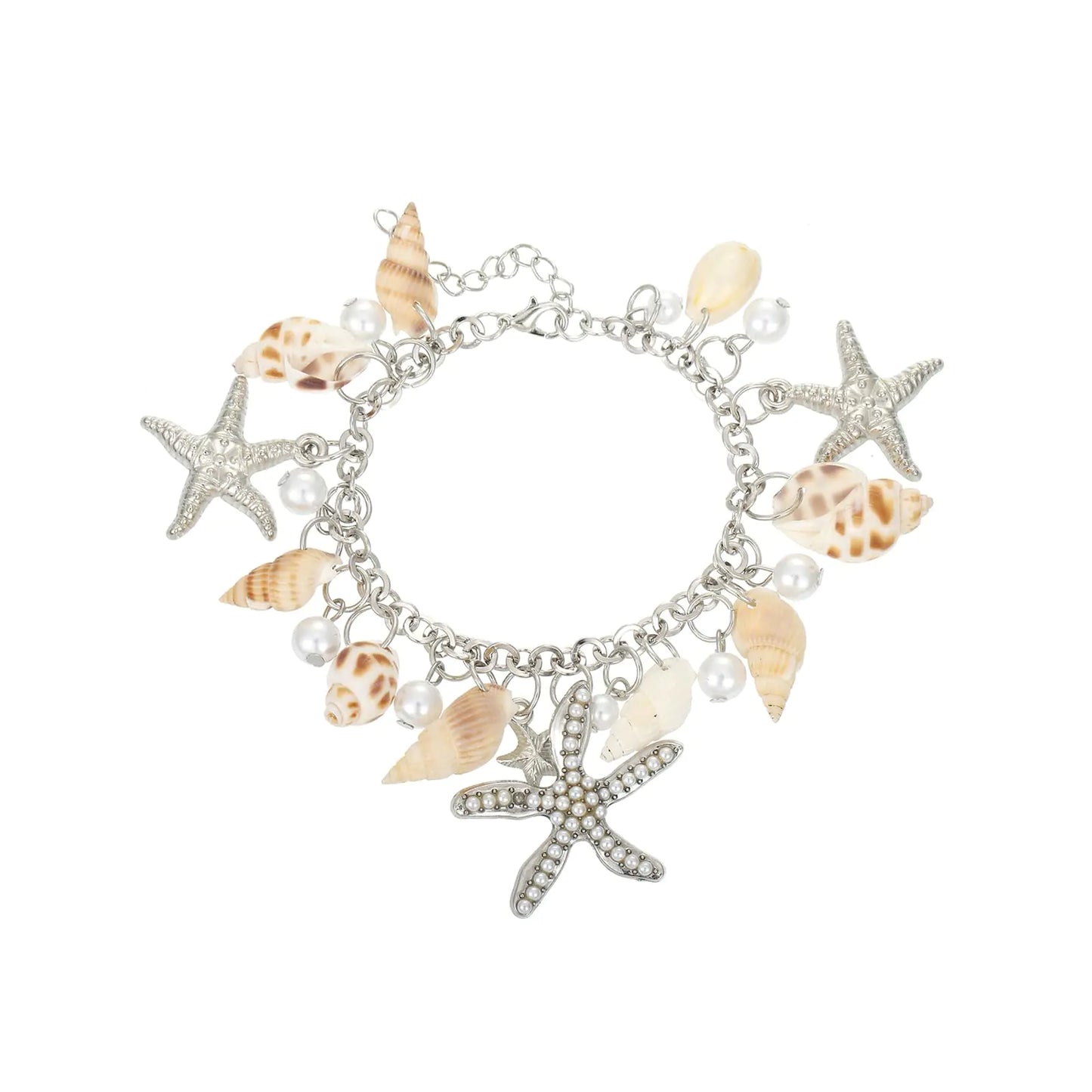 RUOFFETA Shell Starfish Necklace Bracelet. Conch Statement Chunky Necklace, Mermaid Costume Beach Jewelry for Women