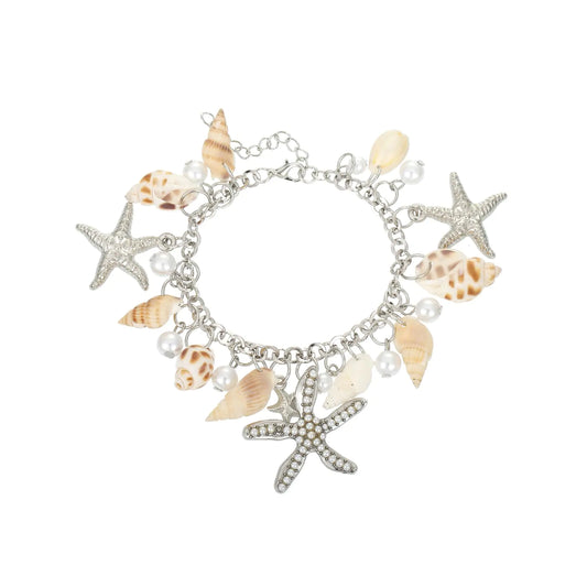 RUOFFETA Shell Starfish Necklace Bracelet. Conch Statement Chunky Necklace, Mermaid Costume Beach Jewelry for Women