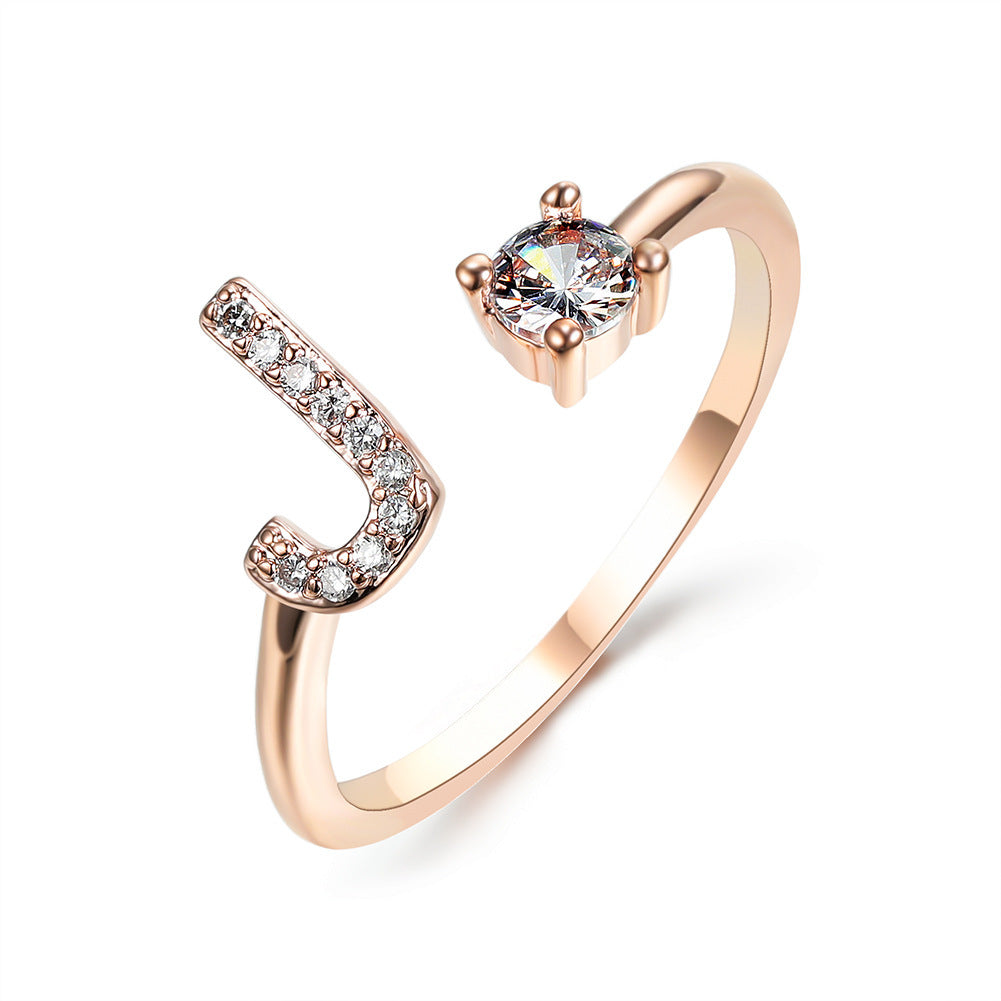 Adjustable 26 Initial Letter Rings. Fashion Simple Elegant Jewelry for Women