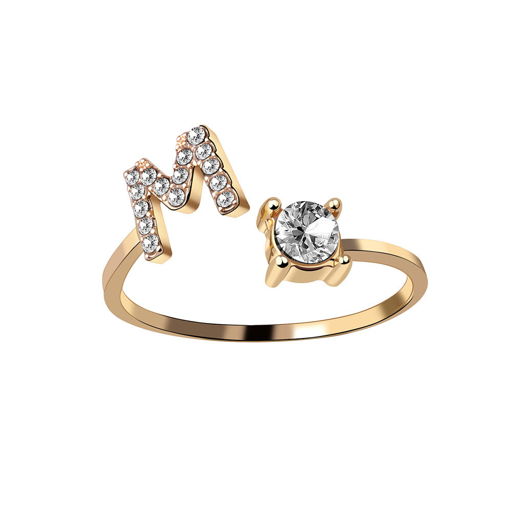 Adjustable 26 Initial Letter Rings. Fashion Simple Elegant Jewelry for Women