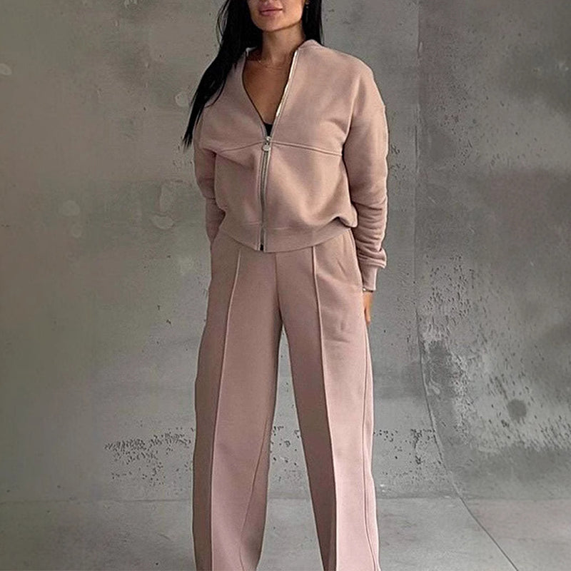 2 Piece Sweatsuit Set for women, Zip Up Long Sleeve Sweatshirt Jacket And Wide Leg Sweatpants