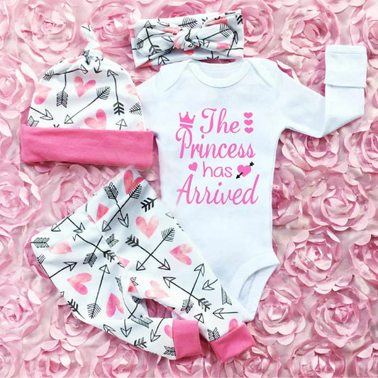 4PCS Newborn Kids Baby Girl Romper Bodysuit set