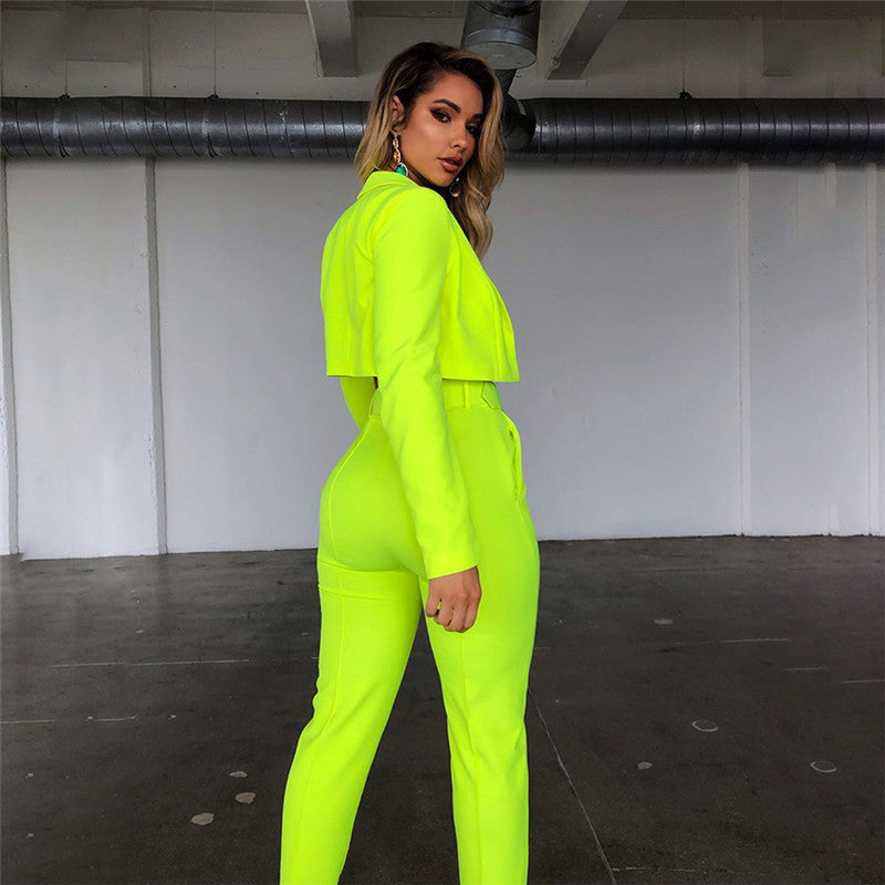 Women's Unbuttoned Blazer Two-Piece Set