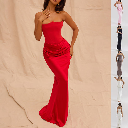 Slim Tube Top Sexy Fashion long Dresses. Bandeau Backless Evening Dress for Women