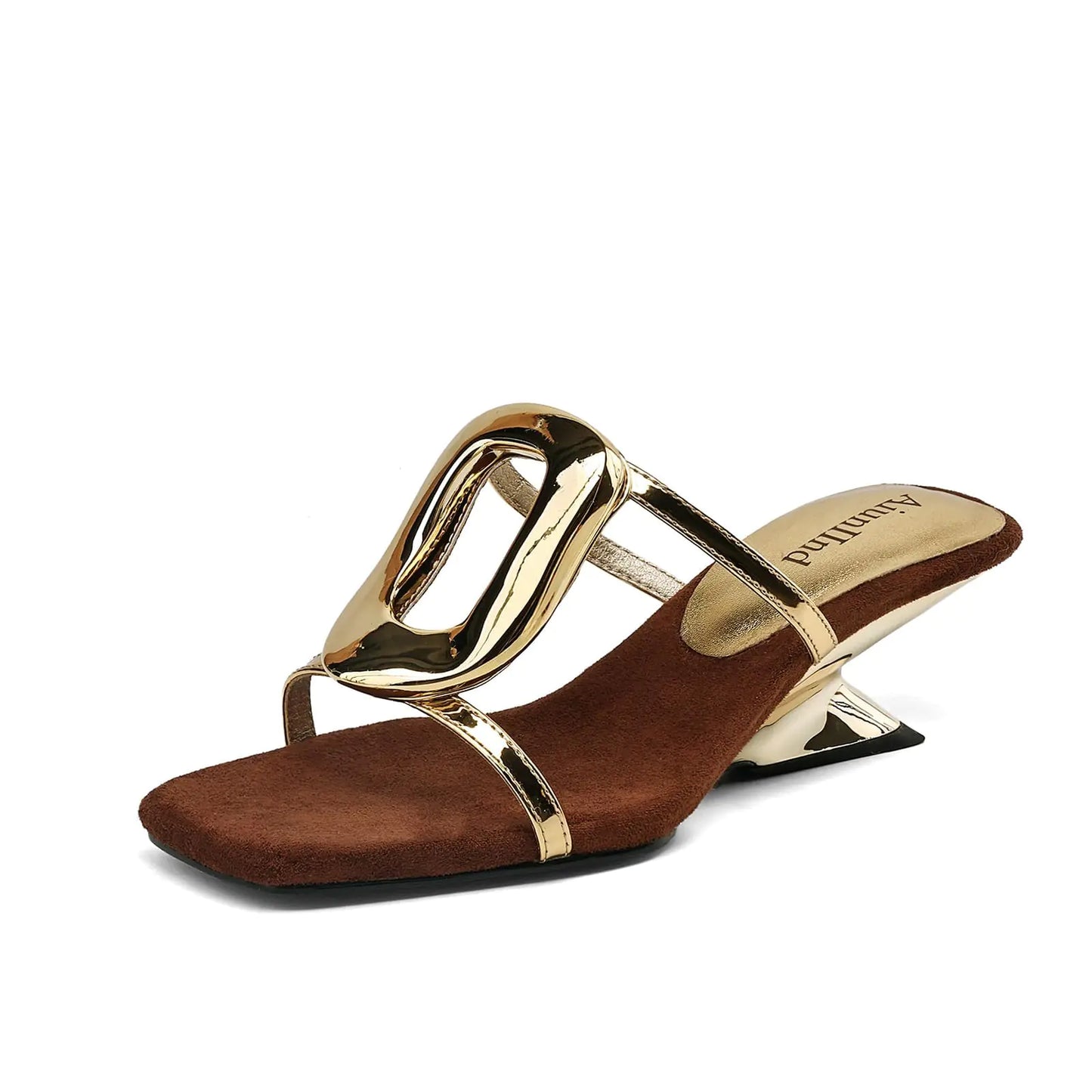Slip-on 2 Inch Heels for women. Chunky Comfortable Slides Sandals, Square Toe Wedge Shoes