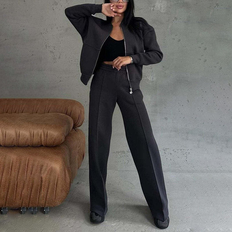 2 Piece Sweatsuit Set for women, Zip Up Long Sleeve Sweatshirt Jacket And Wide Leg Sweatpants
