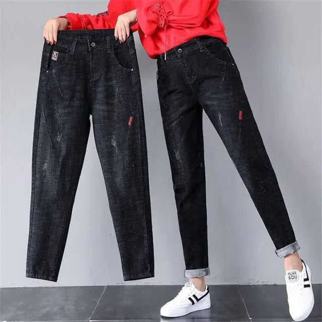 High Waist Denim Harem Pants for Women - P295