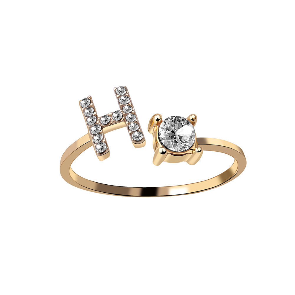 Adjustable 26 Initial Letter Rings. Fashion Simple Elegant Jewelry for Women