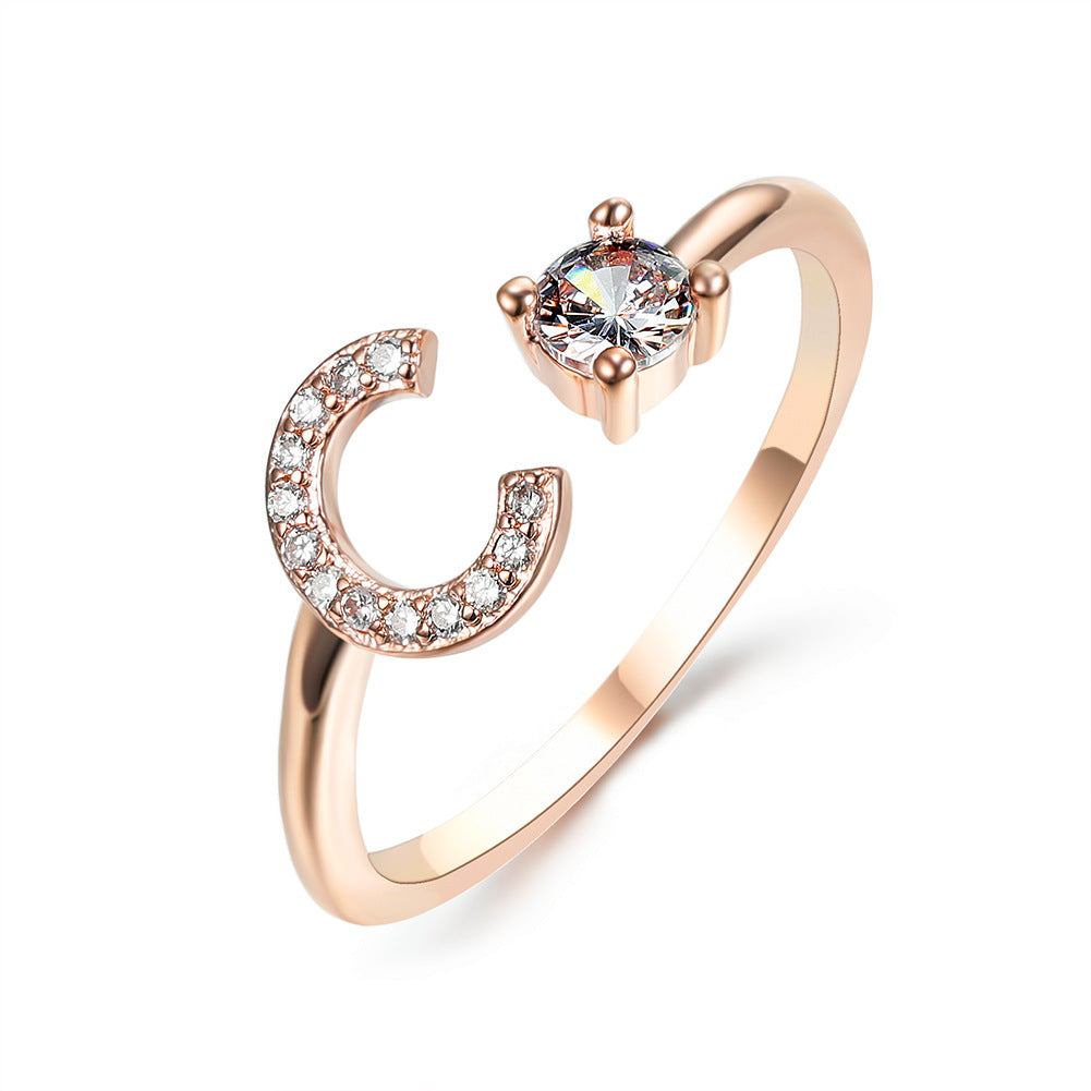 Adjustable 26 Initial Letter Rings. Fashion Simple Elegant Jewelry for Women