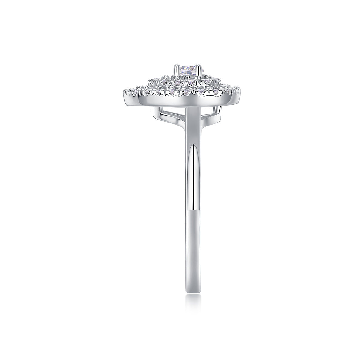 Set Of Large Diamond Rings. Luxury Fashion Set With Moissanite Silver Rings