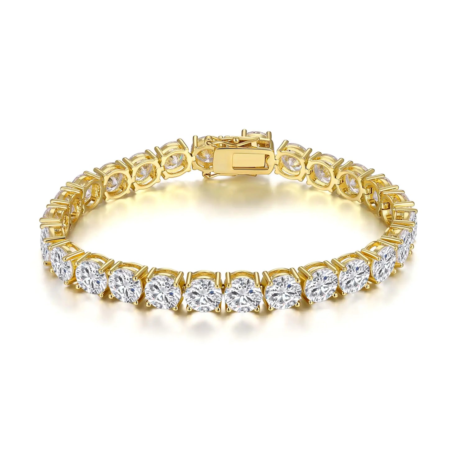 18K Gold Plated Gemsme 5MM Tennis Bracelets. Round Gorgeous Cubic Zirconia   jewelry.