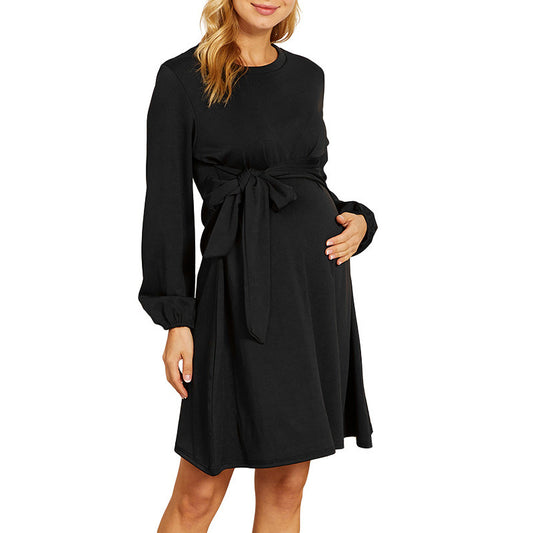 Women's Casual Lace-up Maternity Dress for Autumn/Spring
