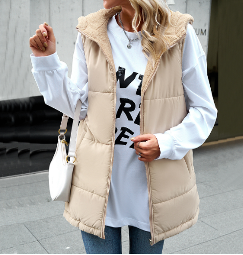 Women's Hooded Cotton Jacket with Pockets (One Piece)
