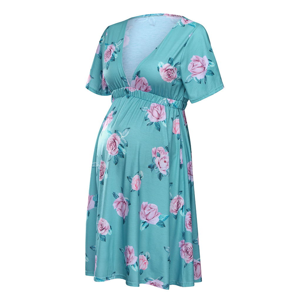 Floral Waist-Cinching Dress for Maternity Wear