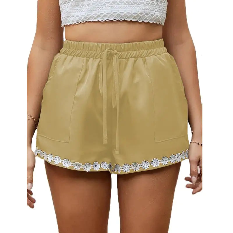 Lace Loose Elastic Tie Hot Pants for Women