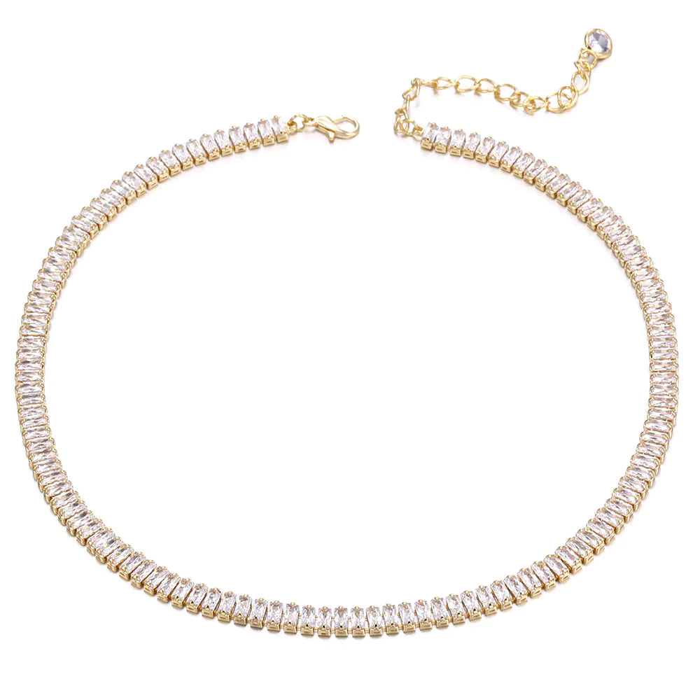 Gold Rhinestone Choker Necklace and Bracelet Set for Women