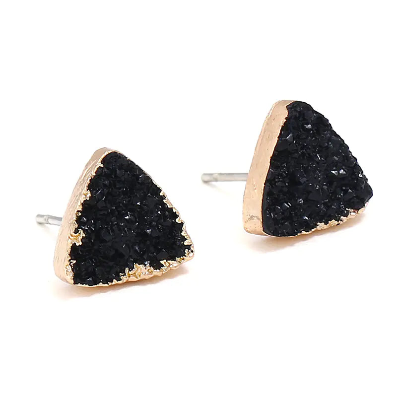 Geometric Natural Stone Triangle Earrings for Women