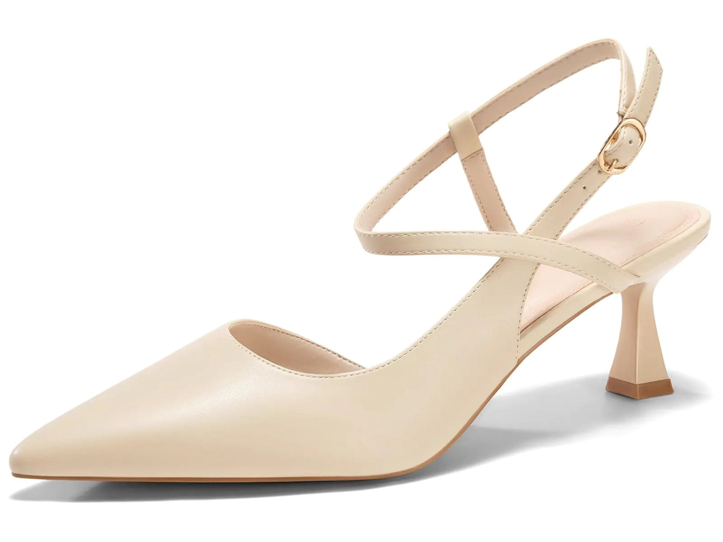 Womens Low Kitten Heels. Closed Pointed Toe Slingback Pumps, Slip On Heeled Sandals Shoes