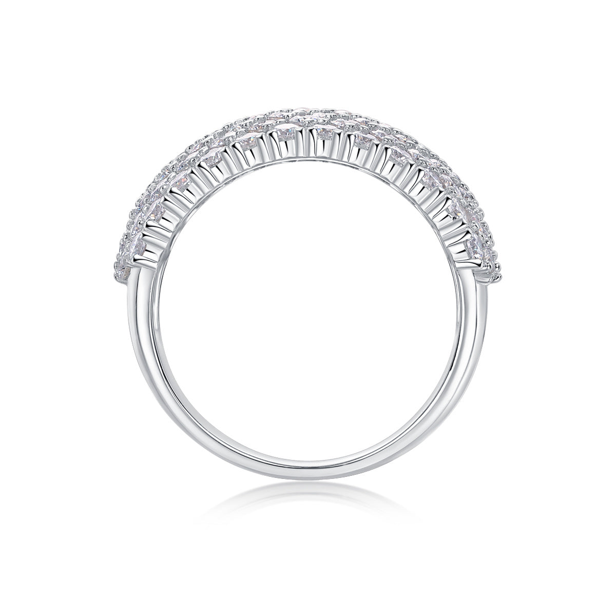 Multiple Row Diamond Wide Rings. Moissanite, Luxury Fashion Silver Rings