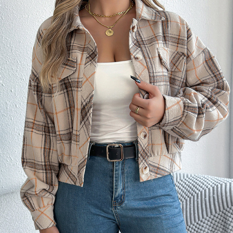 Womens Button Down Shirts. Long Sleeve Plaid Jackets, Business Casual Blouse Top