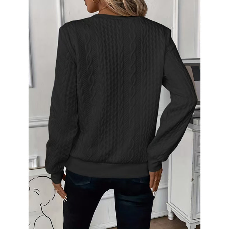 Women's Textured Half Zip Pullover Tops. Casual Long Sleeve Crewneck Sweatshirts