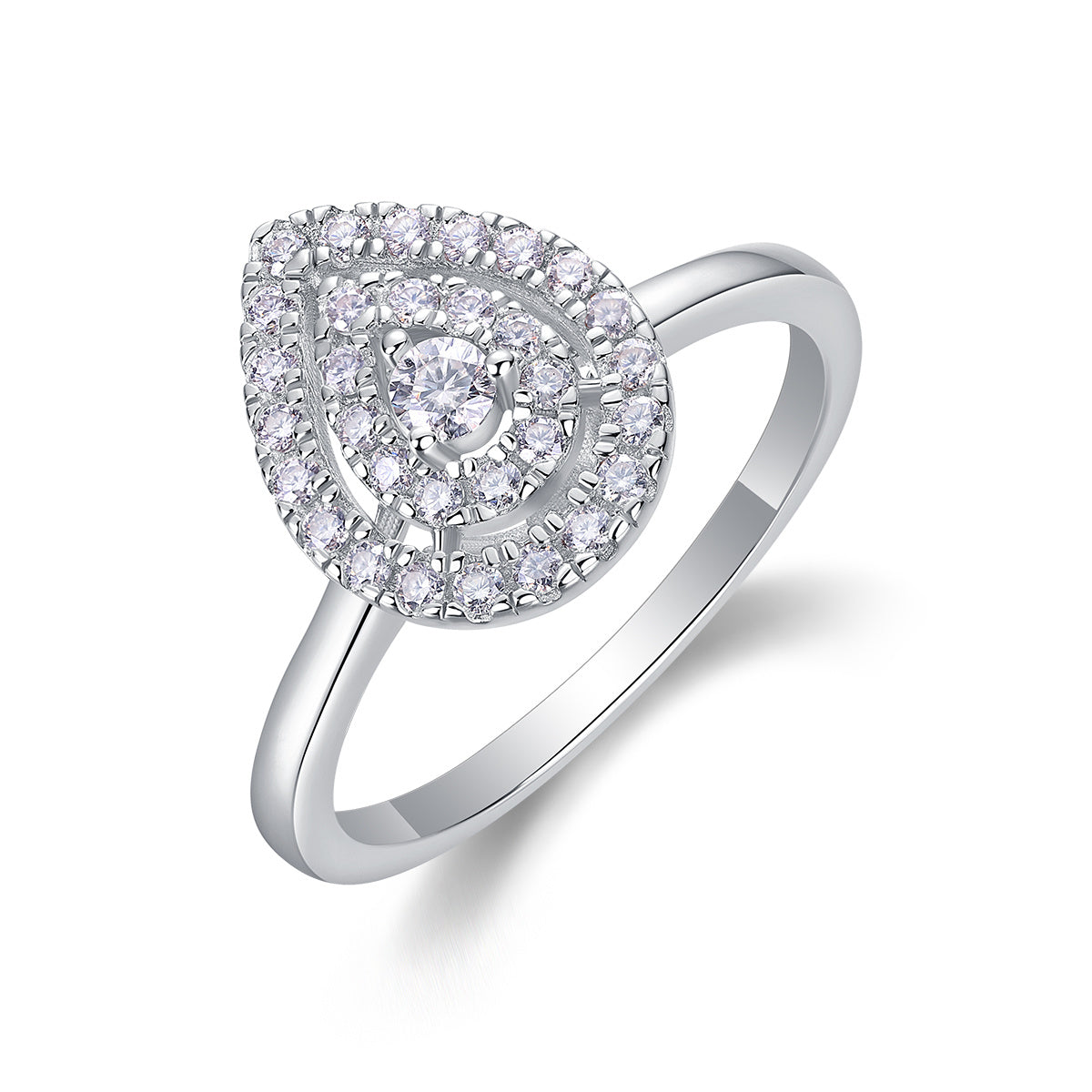 Set Of Large Diamond Rings. Luxury Fashion Set With Moissanite Silver Rings