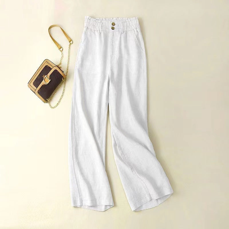 High-Waisted Linen Wide-Leg Pants for Women