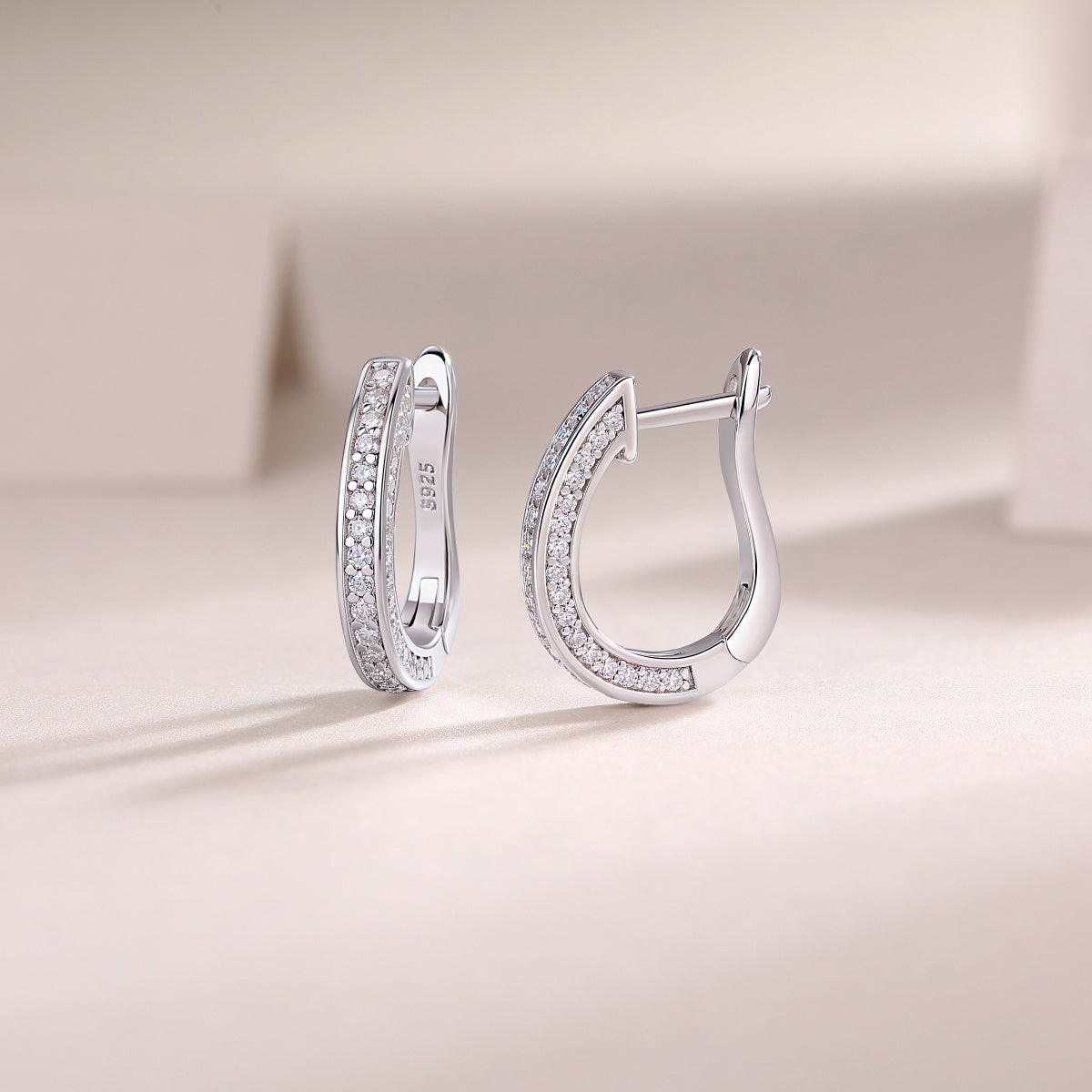 Highlight - S925 Moissanite Sterling Silver Earrings. Platinum-plated Diamond Stud Earrings