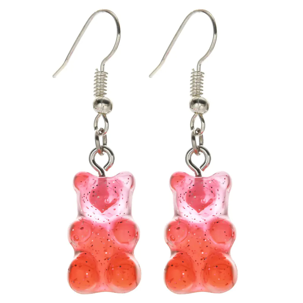 Colorful Resin Cartoon Bear Earrings for Women