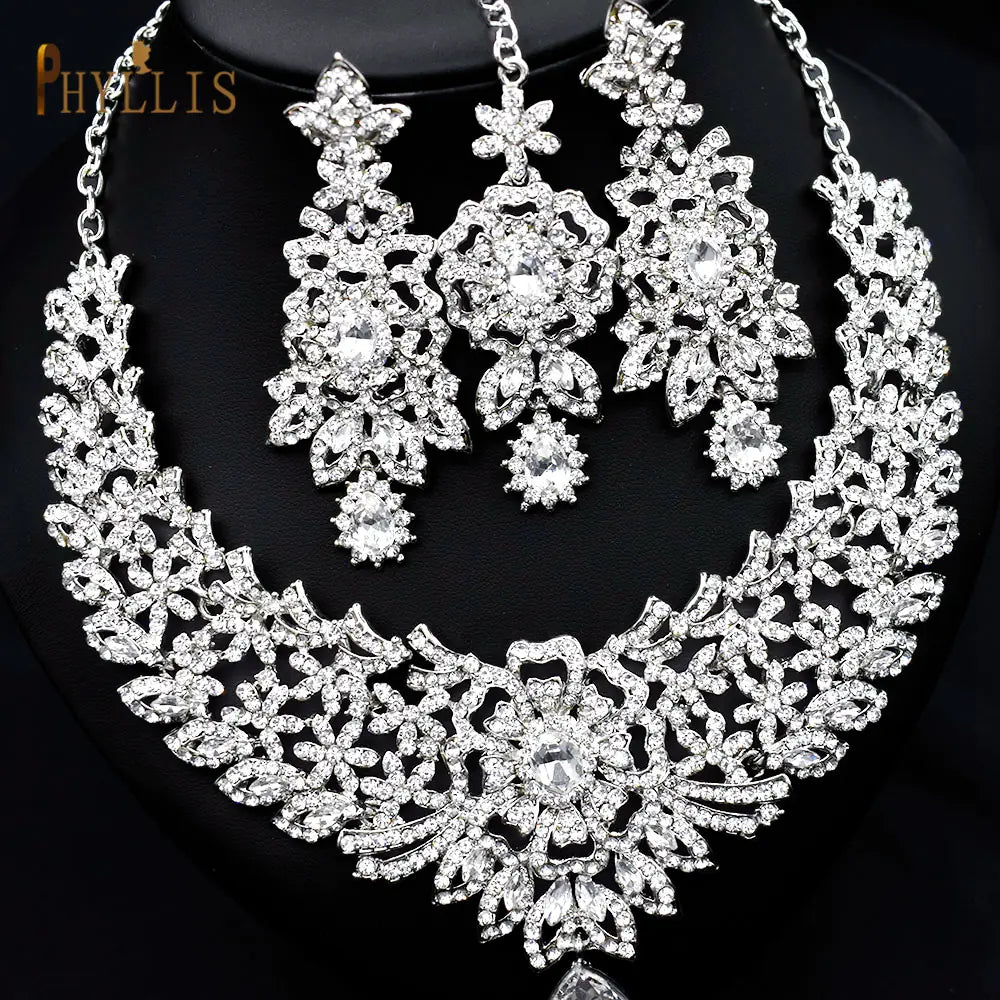 C30 Wedding Forehead Chain Necklace Earrings Set