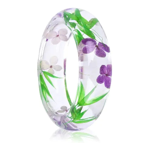 Dried Flower Resin Bracelet Bangle Jewelry for Women