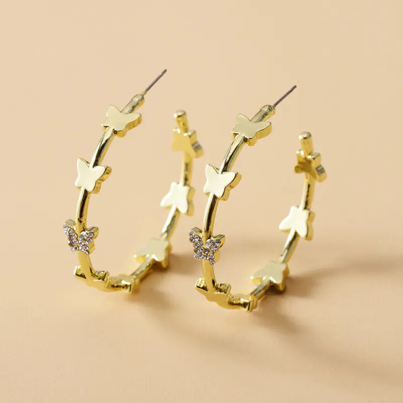 Bohemian Crystal Butterfly Hoop Earrings for Women
