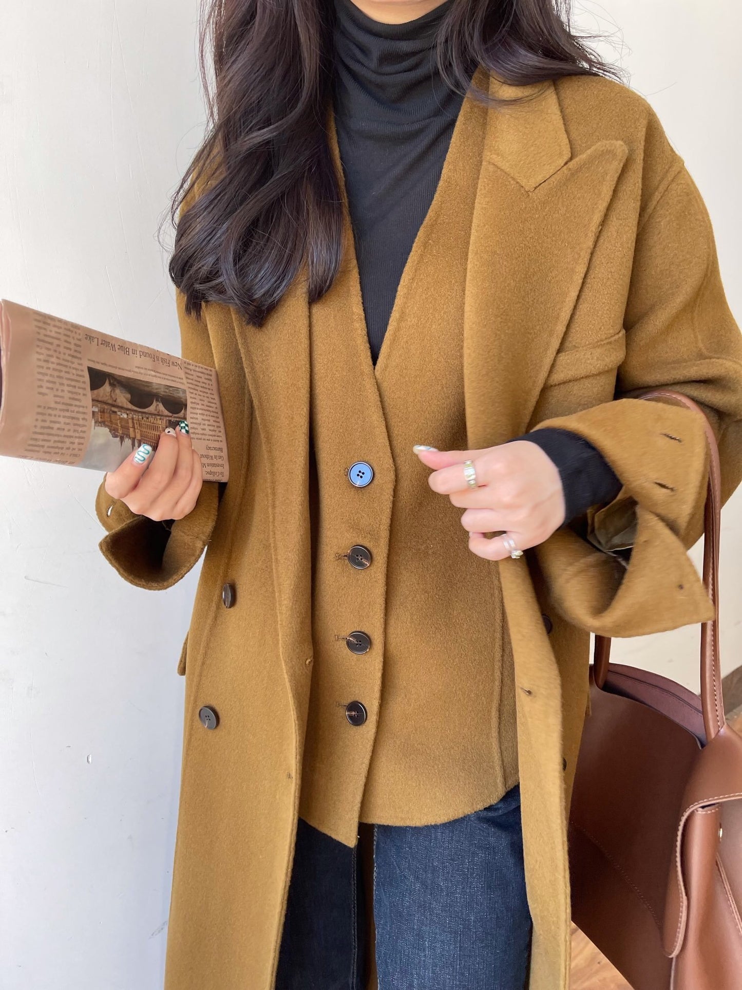 Women's Two-Piece Woolen Coat Vest Set