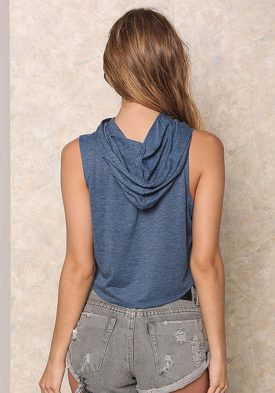New Hooded Cropped Tank Top T-Shirt