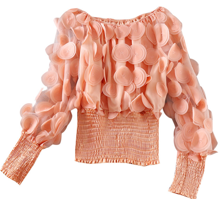 Off-Shoulder Waist-Tied Blouse with Puff Sleeves